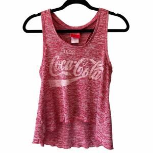Women's Coca-Cola Red & White Marled Racerback High-Low‎ Tank Top Size Small